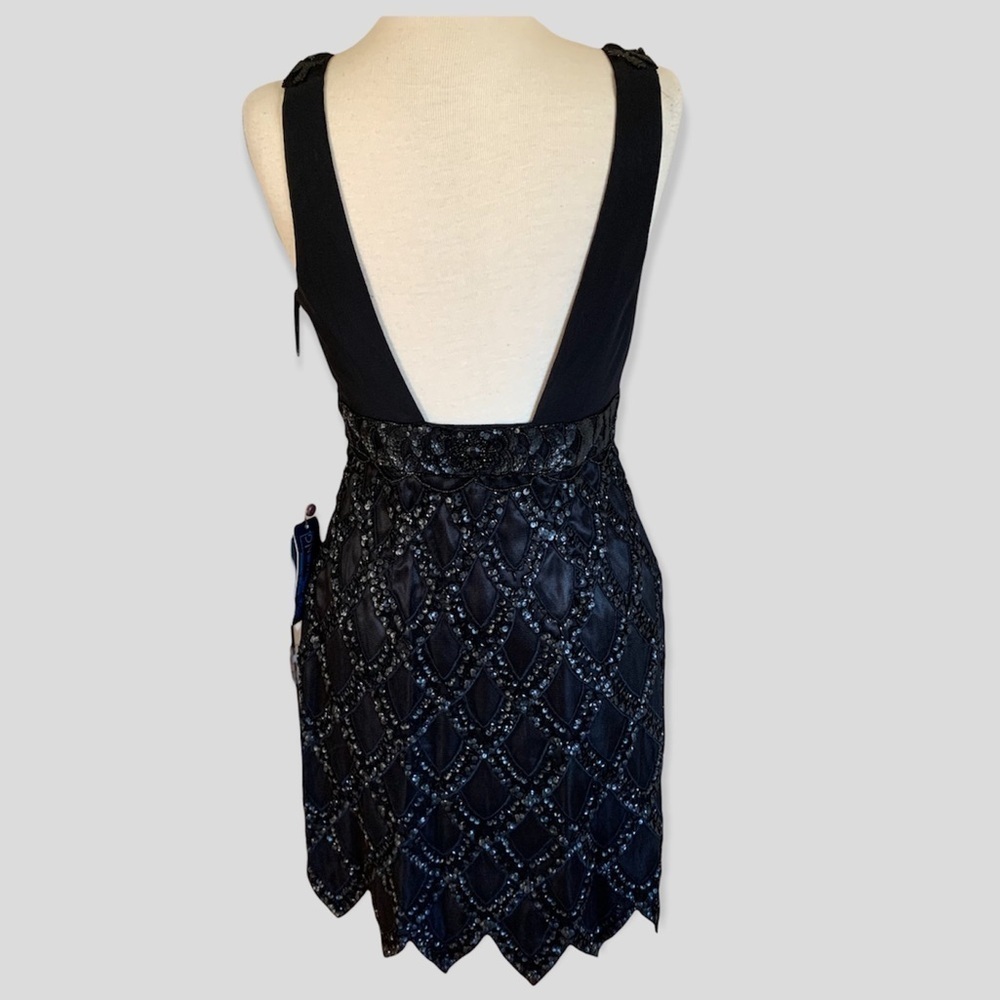 SUE WONG 10 Black Beaded Cocktail Party Formal Evening Dress - Picture 7 of 15